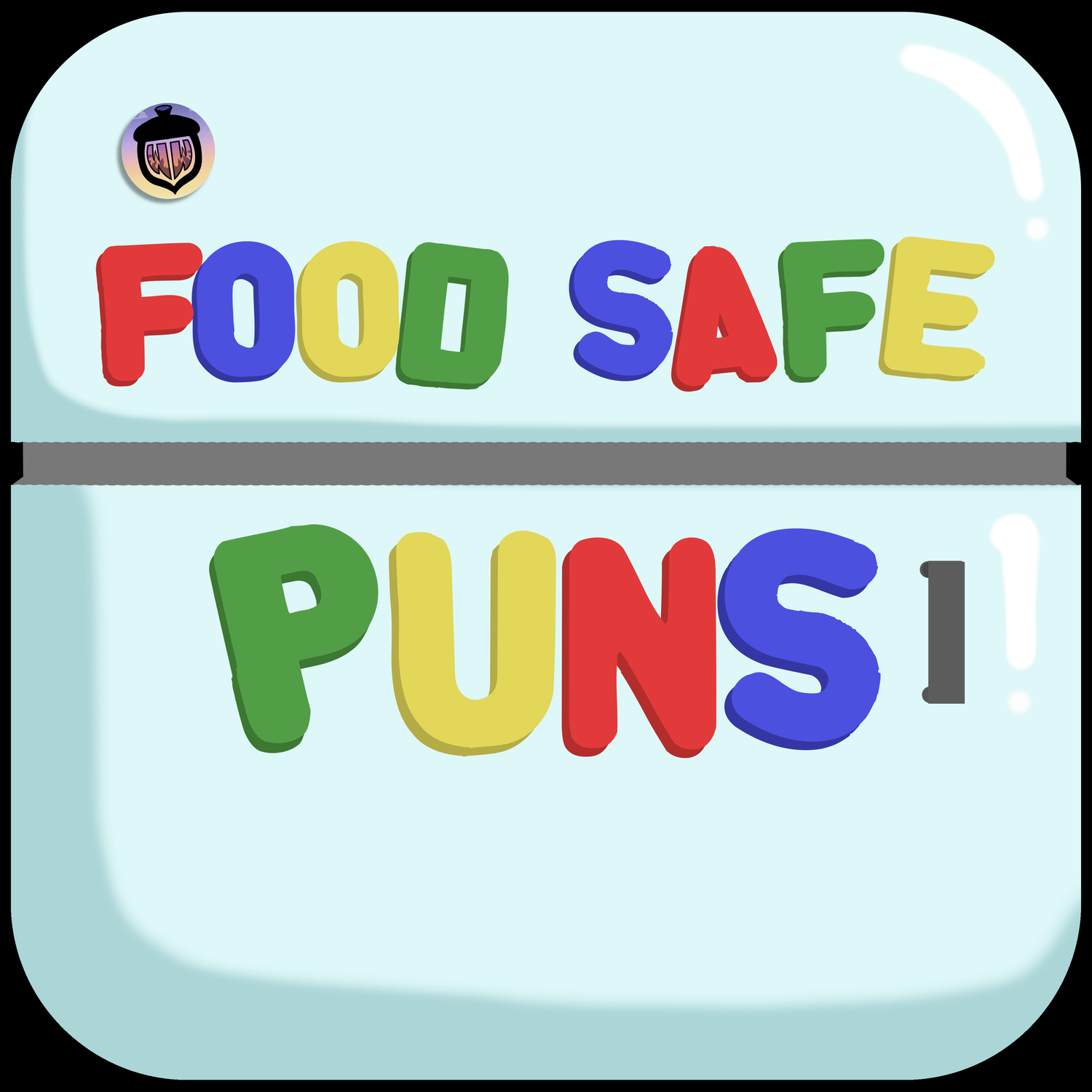 A graphic of a small fridge with letter magnets that say "Food Safe Puns."
