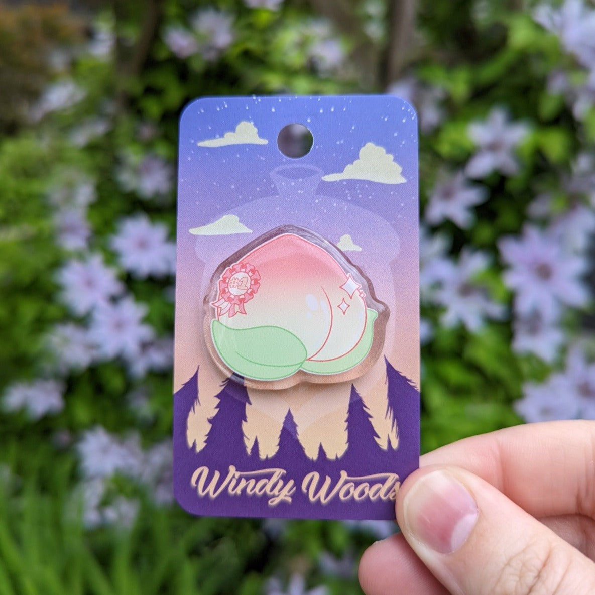 Number One Peach Acrylic Pin